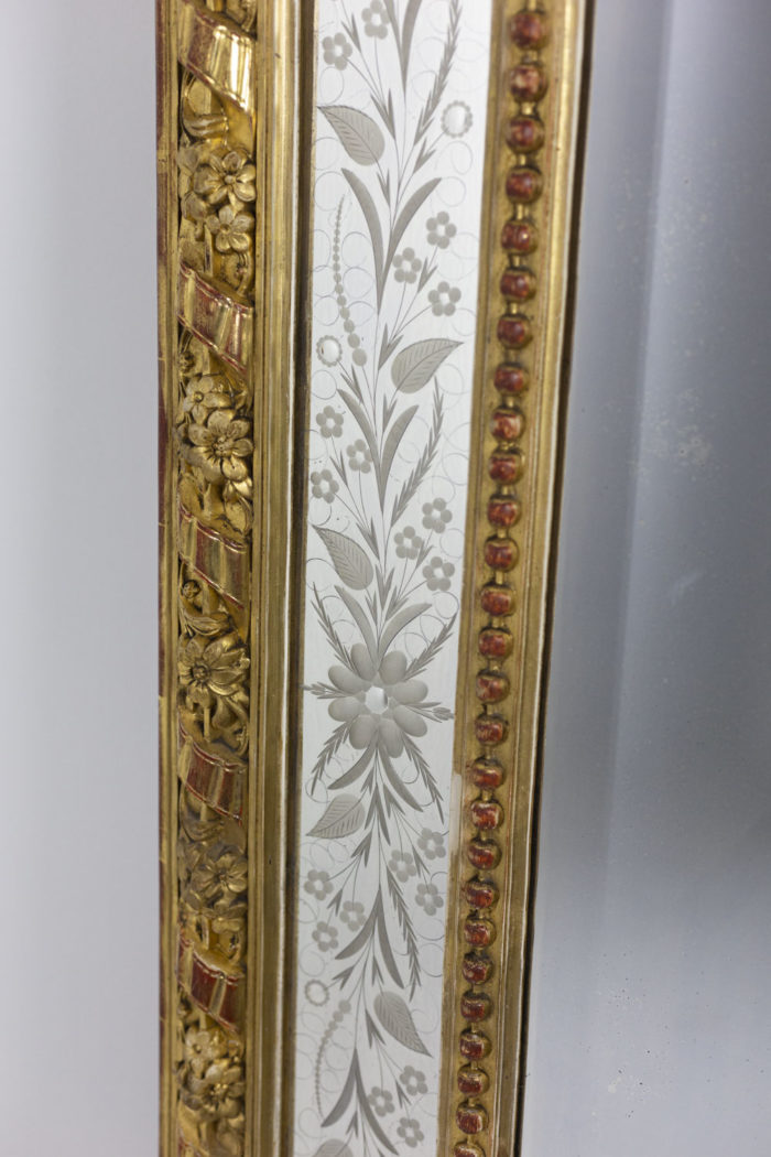 louis xvi style mirror glazing beads gilt wood engraved mirro