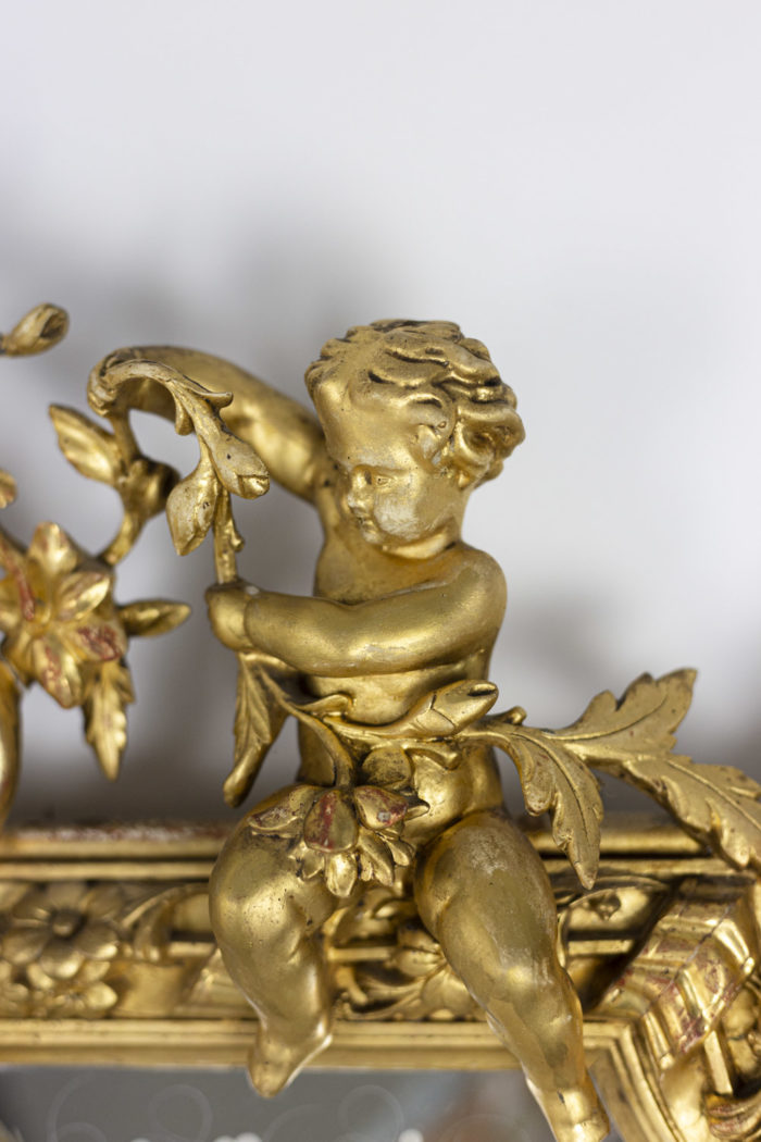 louis xvi style mirror glazing beads gilt wood putti