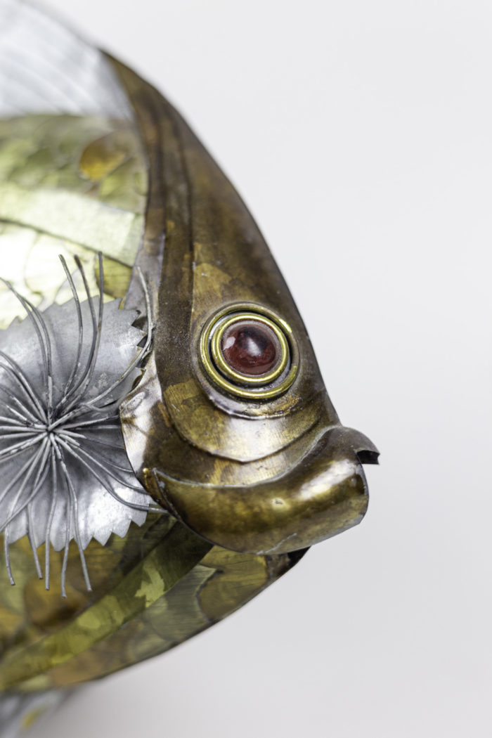 fish copper tin brass leaves head