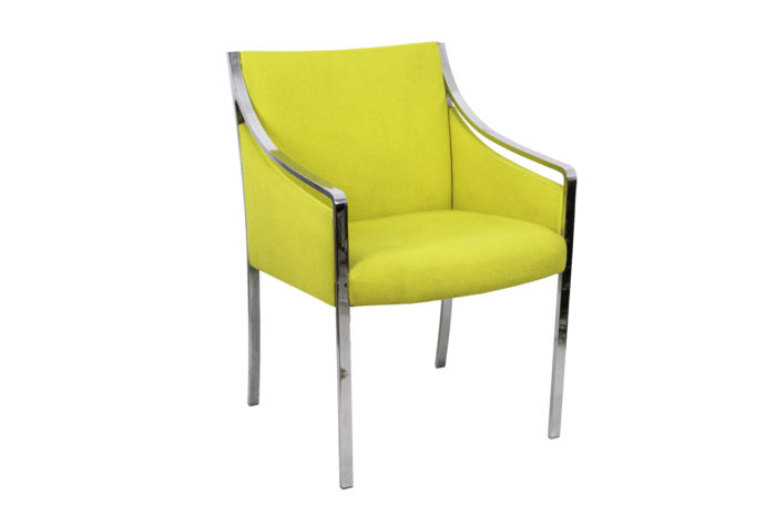 stow davis armchair chromed metal yellow fabric