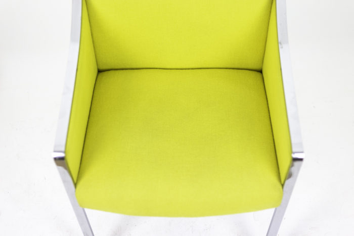 stow davis armchair chromed metal yellow fabric seat
