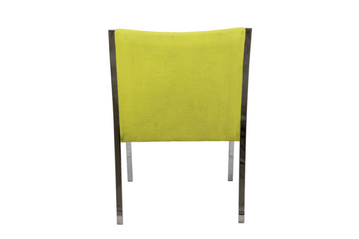 stow davis armchair chromed metal yellow fabric back
