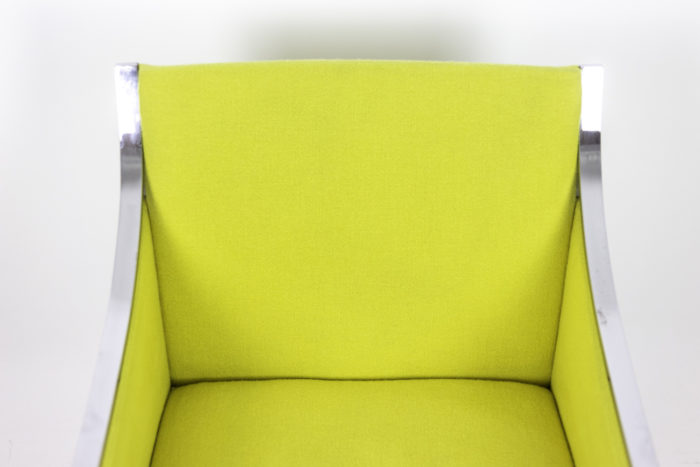 stow davis fauteuil métal chromé tissu jaune dossier