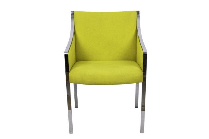 stow davis armchair chromed metal yellow fabric face