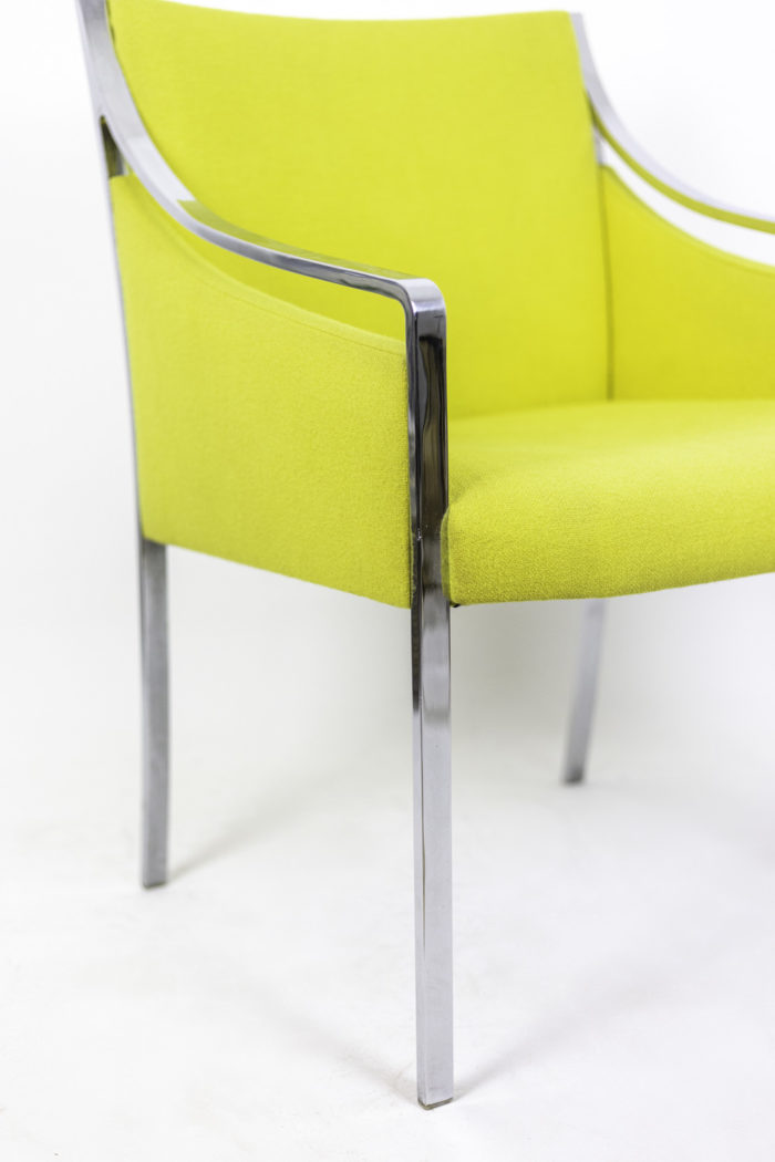 stow davis armchair chromed metal yellow fabric leg