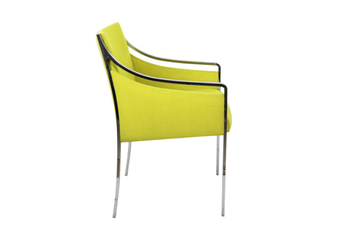 stow davis armchair chromed metal yellow fabric side
