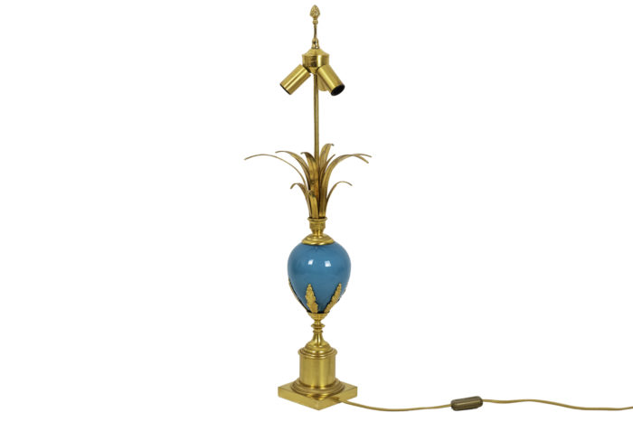 lampe opaline turquoise bronze doré 2