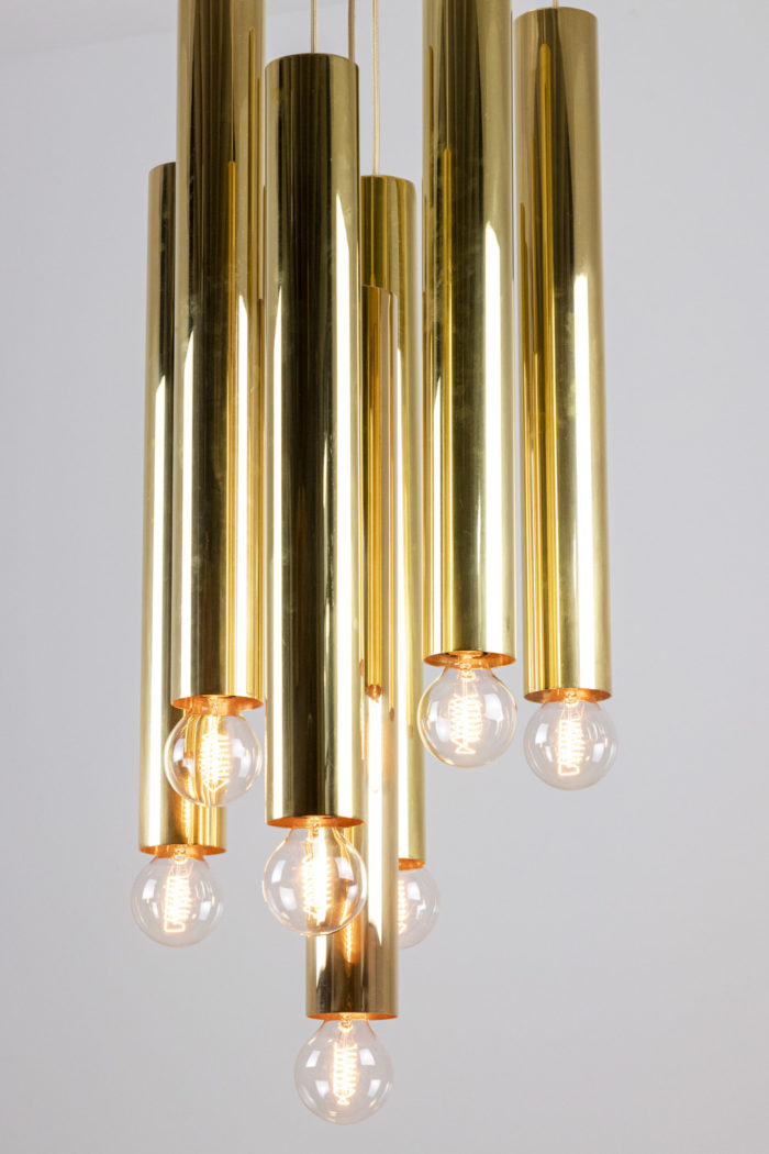raak chandelier 7 lights tubes gilt brass