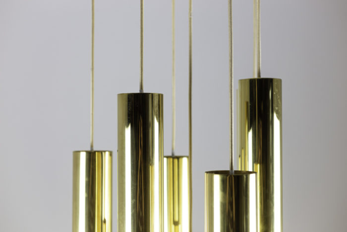 raak chandelier 7 lights tubes gilt brass