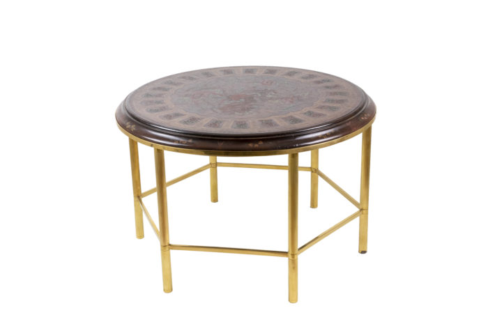 table basse laque style persan bronze doré