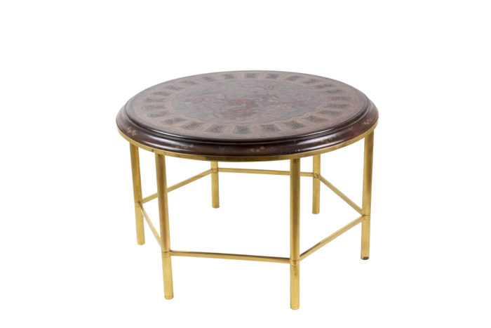 table basse laque style persan bronze doré