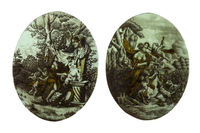 neoclassical style stained glasses antique scenes