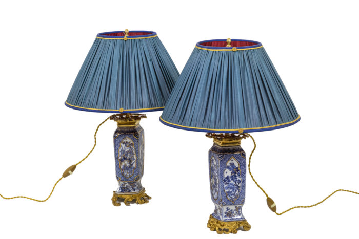 Pair of lamps in porcelain blue white 1
