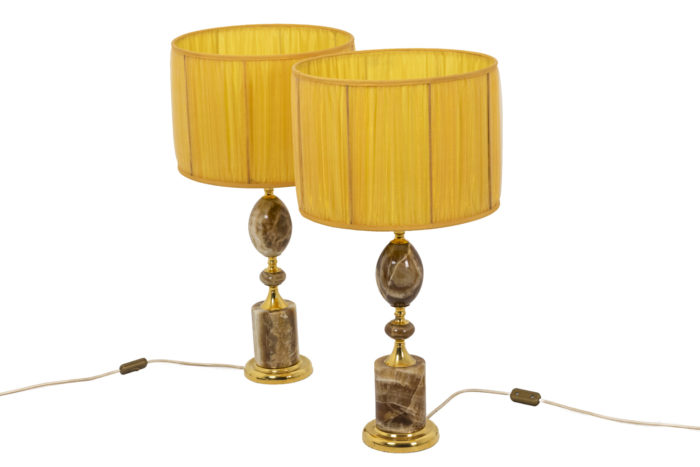 Paire de lampes en onyx abat-jour