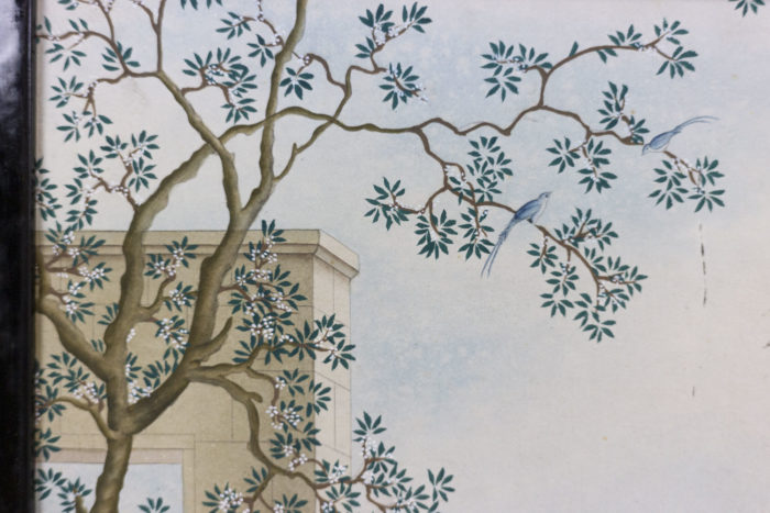 watercolor young woman chinese style tree