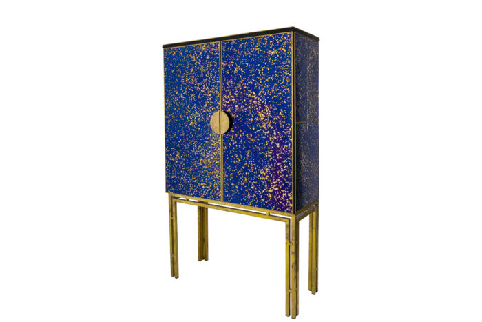 cabinet oxidized mirror gilt brass italian work