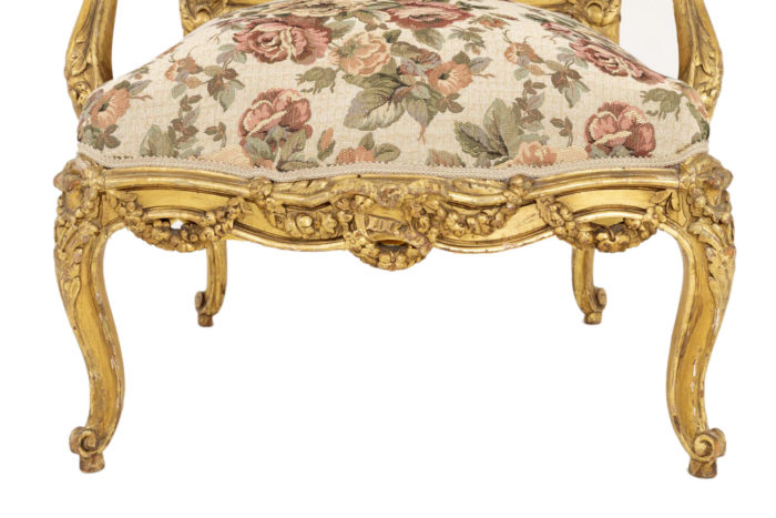 louis xv style armchairs gilt wood apron