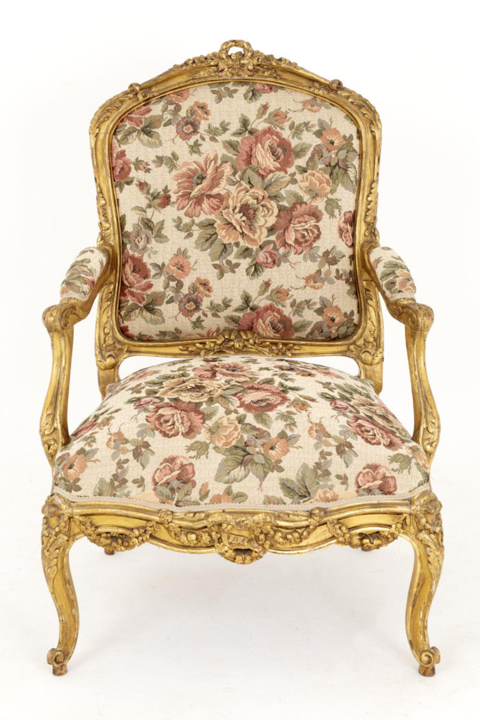 fauteuils style louis xv bois doré face