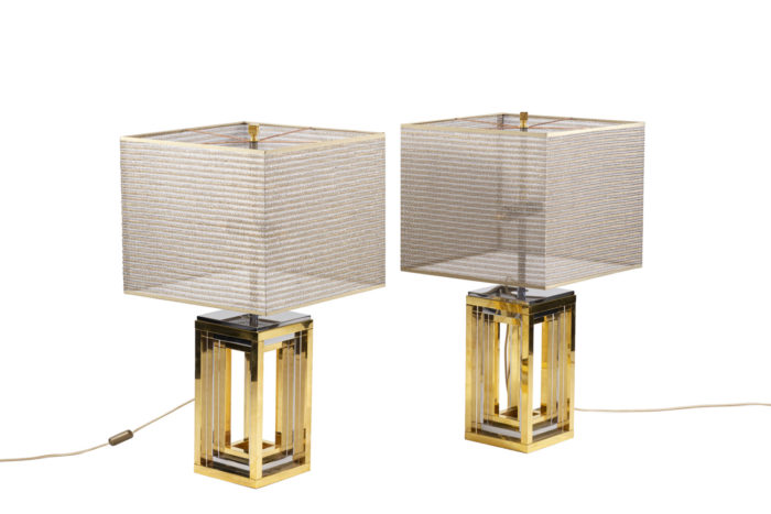 romeo rega lamps chromed and gilt metal