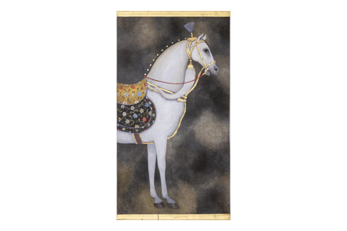 painted canvas horse white