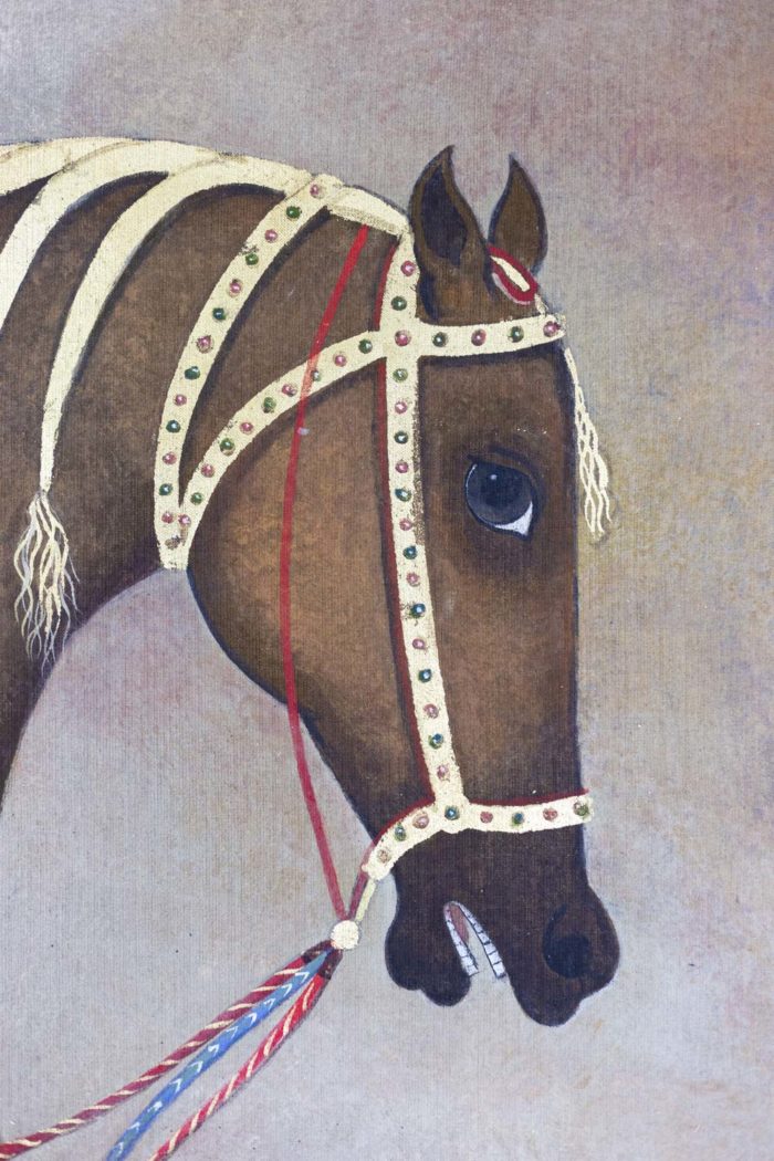 Toile peinte cheval arabe brun tête