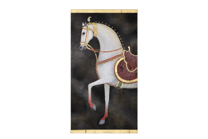 Painted canvas white horse 1