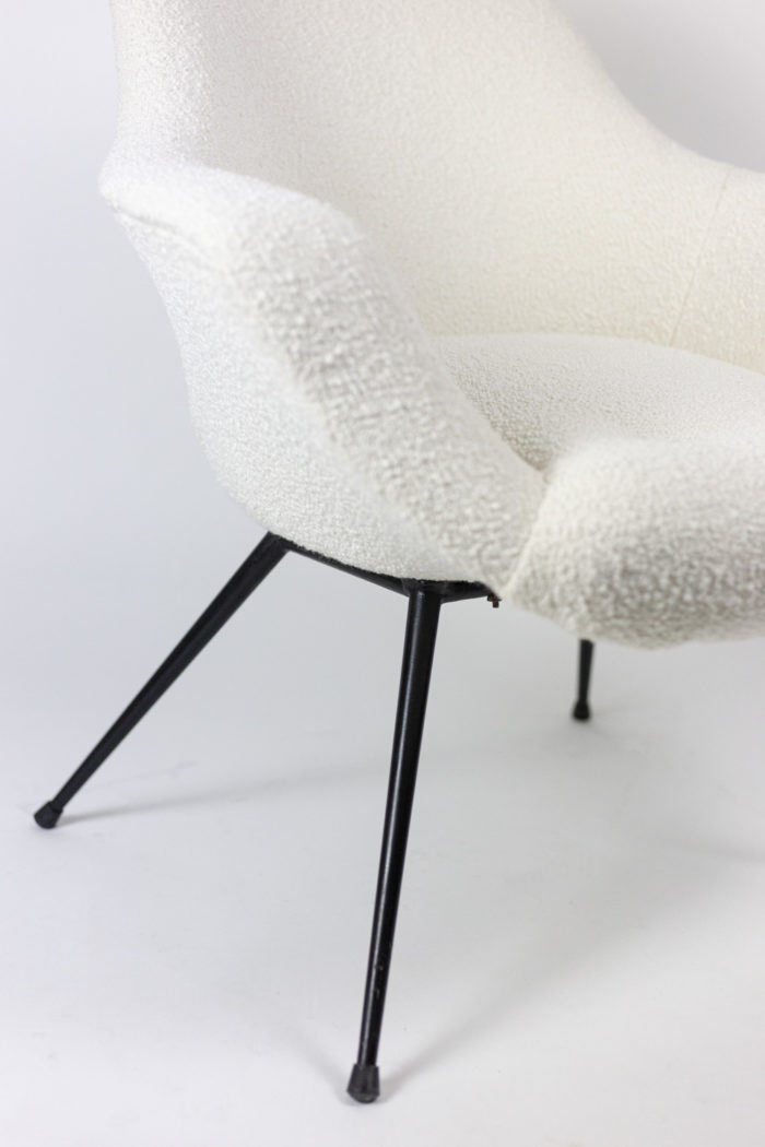 armchairs black lacquered metal white fabric
