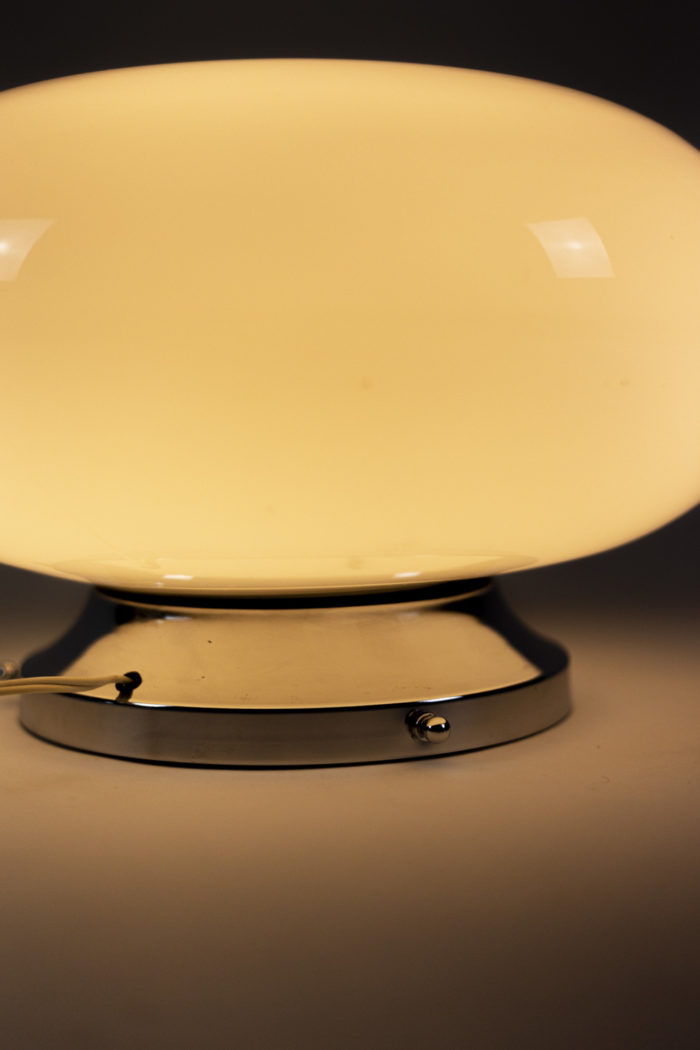 lamp white opaline chromed metal space age