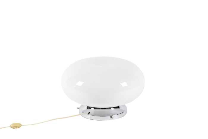 lamp white opaline chromed metal space age