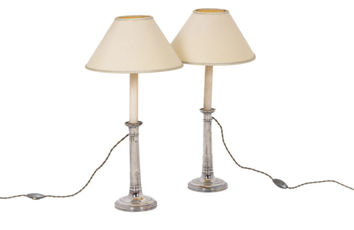 Pair of candlesticks with lampshades