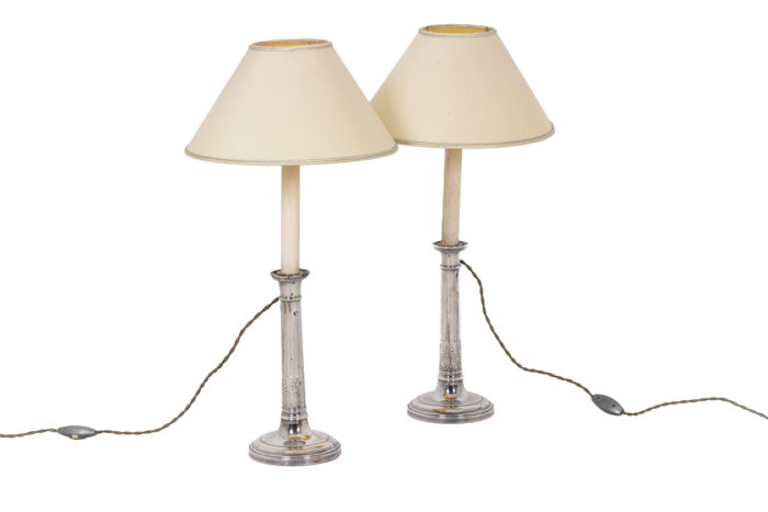 Pair of candlesticks with lampshades