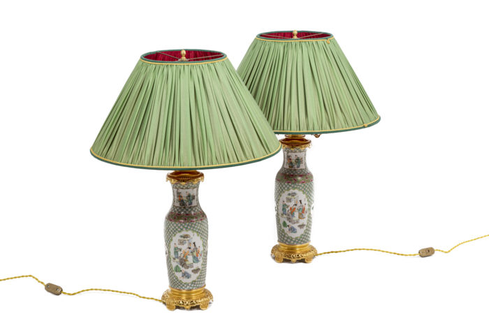 Pair of lamps in Canton porcelain 1