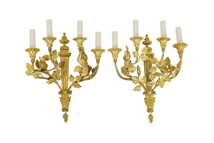 Louis XVI style wall sconces in gilt bronze