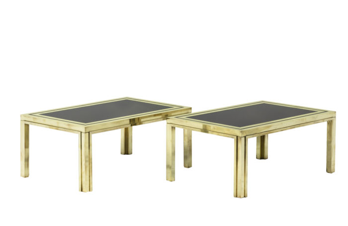 Pair of end tables in gilt brass 1