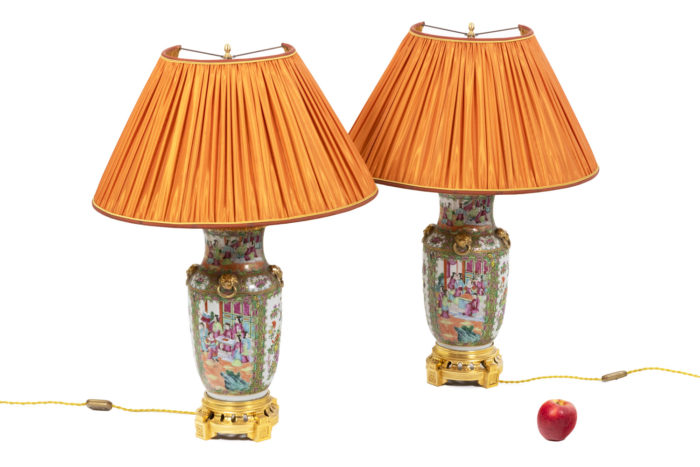 Pair of lamps in Canton porcelain 9