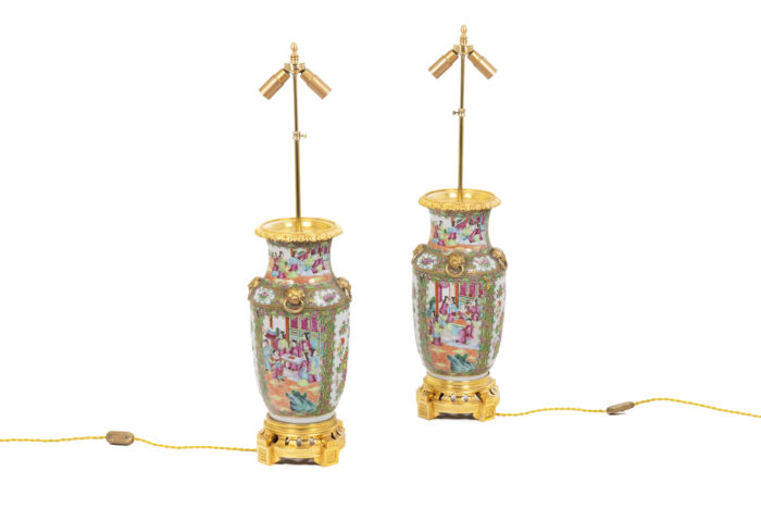 Pair of lamps in Canton porcelain 10