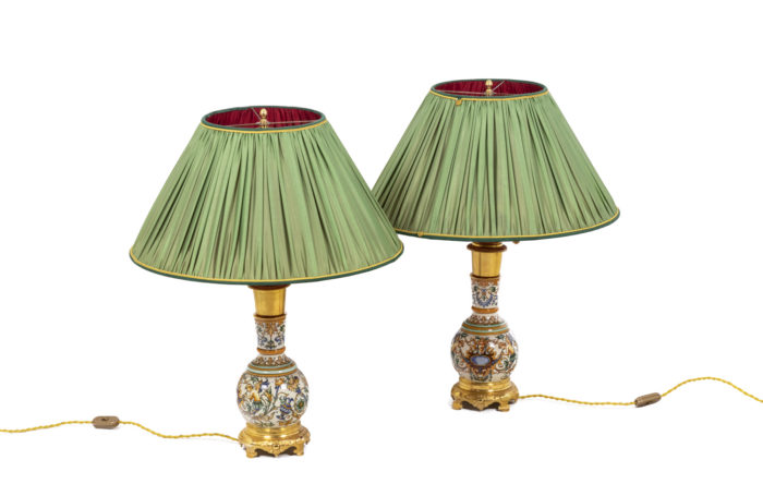 Pair of lamps in Gien porcelain