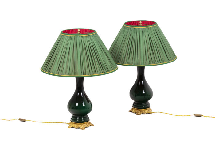 Pair of green lamps