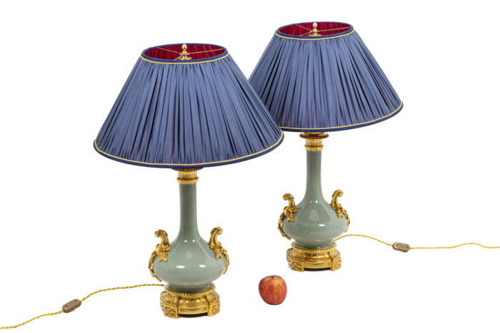 Pair of lamps in celadon porcelain 6