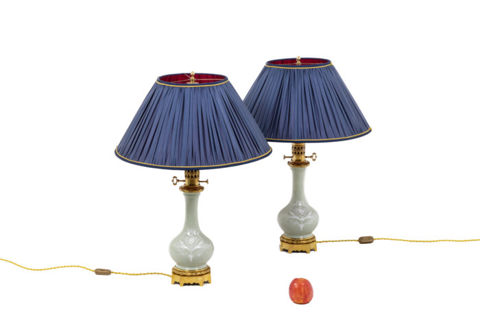 Pair of lamps in celadon porcelain 6