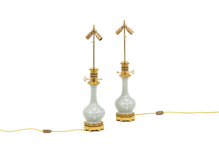 Pair of lamps in celadon porcelain 5