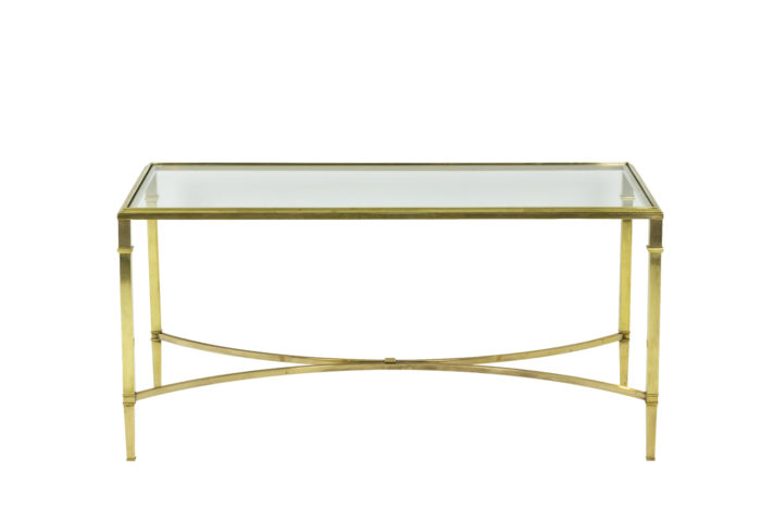 Table basse de salon en bronze doré, de face