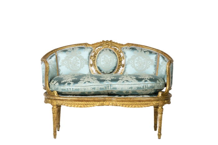 Transition style sofa in giltwood, 1900's - face