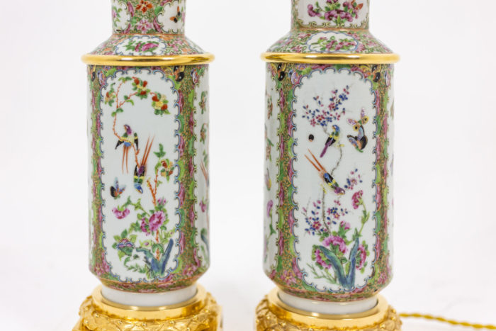 Pair of lamps in Canton porcelain 3