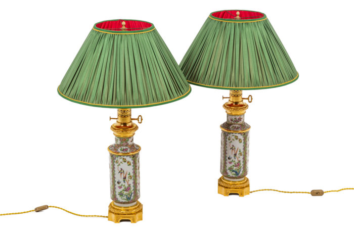 Pair of lamps in Canton porcelain