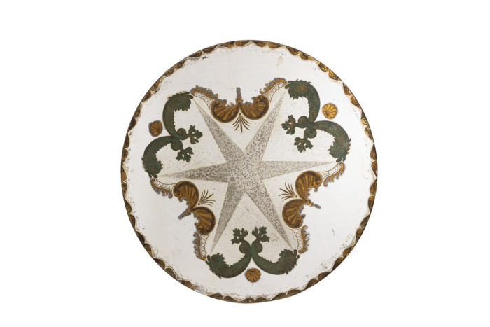 Max Ingrand, circular mirror with painted and gilt decor