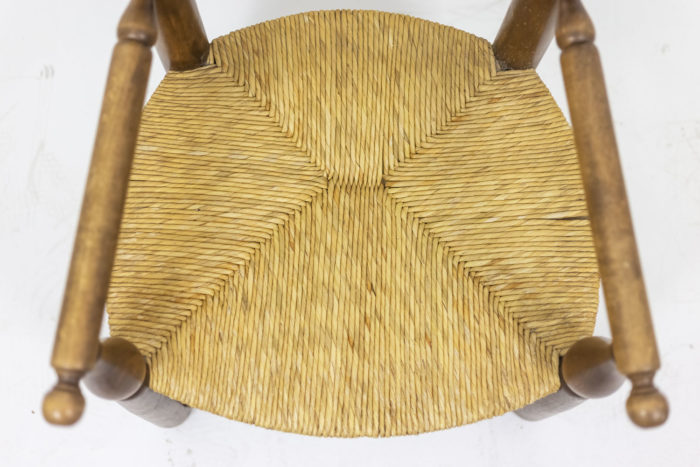 Pair of straw armchairs in natural beech, 1950's - 11
