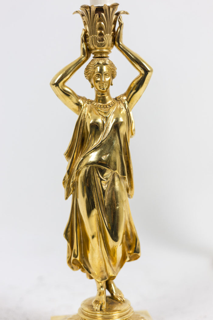 Pair of lamps - caryatid