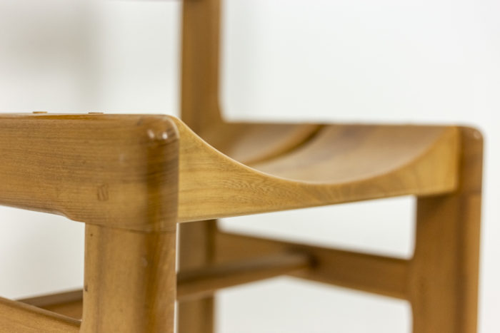 Series of six chairs in blond elm - seated