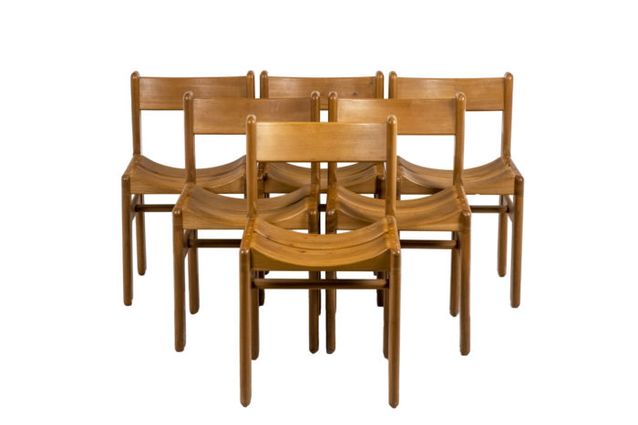 Series of six chairs in blond elm - all